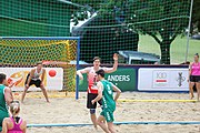 Deutsch: Beachhandball Europameisterschaften 2019 (Beach handball Euro); Tag 2: 3. Juli 2019 – Männer, Vorrunde Gruppe C, Nordmazedonien-Schweiz 0:2 (13:22, 18:19) English: Beach handball Euro; Day 2: 3 July 2019 – Women Preliminary Round Group A – Men Preliminary Round Group C – North Macedonia-Switzerland 0:2 (13:22, 18:19)