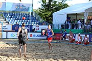 Deutsch: Beachhandball Europameisterschaften 2019 (Beach handball Euro); Tag 4: 5. Juli 2019 – Männer, Viertelfinale, Russland-Polen 2:0 (30:22, 19:18) English: Beach handball Euro; Day 4: 5 July 2019 – Quarter Final Men – Russia-Poland 2:0 (30:22, 19:18)