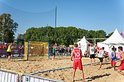 Deutsch: Beachhandball bei den Olympischen Jugendspielen 2018; Tag 3, 9. Oktober 2018; Jungs, Vorrunde, Gruppe A - Portugal-Italien 2:0 English: Beach handball at the 2018 Summer Youth Olympics at 9 October 2018 – Girls Preliminary Round Group A‎ – Portugal-Italy 2:0