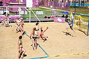 Deutsch: Beachhandball bei den Olympischen Jugendspielen 2018; Tag 3, 9. Oktober 2018; Mädchen, Vorrunde, Gruppe A - Kroatien-Ungarn 0:2 English: Beach handball at the 2018 Summer Youth Olympics at 9 October 2018 – Girls Preliminary Round Group A‎ – Croatia-Hungary 0:2