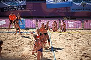 Deutsch: Beachhandball bei den Olympischen Jugendspielen 2018; Tag 3, 10. Oktober 2018; Mädchen, Vorrunde, Gruppe B - Niederlande-Argentinien 2:0 English: Beach handball at the 2018 Summer Youth Olympics at 10 October 2018 – Girls Preliminary Round Group B‎ – Netherlands-Argentina 2:0