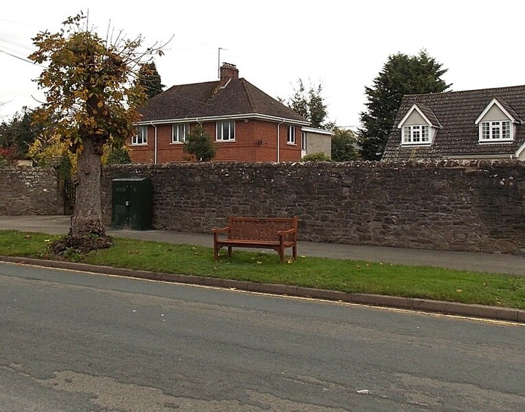 File:Bench and tree on a grassy strip in Monmouth - geograph.org.uk - 4413962.jpg