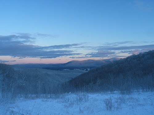 The Berkshire Hills, part of the Appalachian Mountains, in winter
