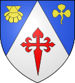Escudo de St. Jacques d'Ambur con vieira, shamrock e cruz de Santiago