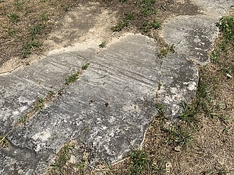 Exposed glacial striations at Blue Creek Metropark. Blue Creek Metropark exposed glacial striations.jpg