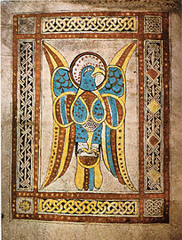 Pagină din Cartea lui Dimma cu magini simple cu antrelacuri, secolul al VIII-lea