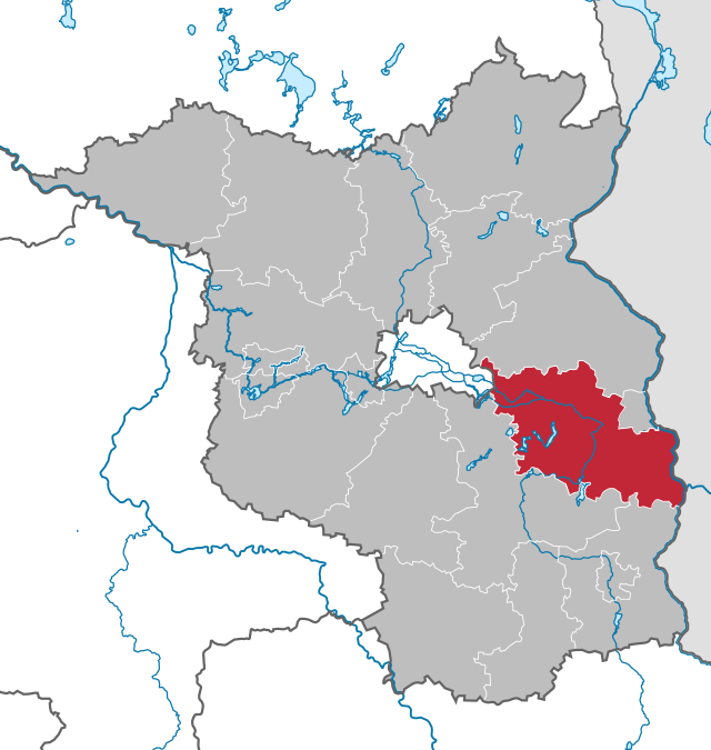 奥得-施普雷县在勃兰登堡州的位置