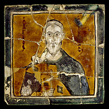 A rare ceramic icon; this one depicts Saint Arethas (Byzantine, 10th century) Byzantine - Saint Arethas - Walters 4820862.jpg