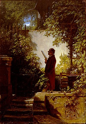 Newspaper reader in the house garden (The Morning Reading) (Carl Spitzweg)