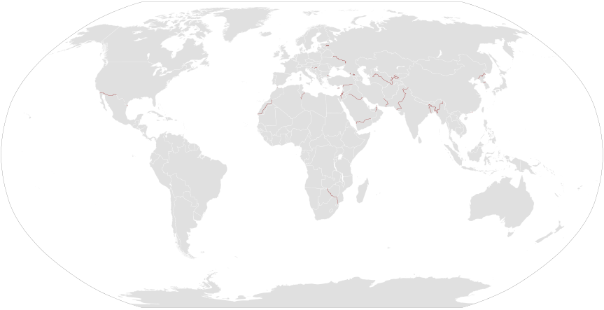 Separation barriers in the world, constructed or under construction