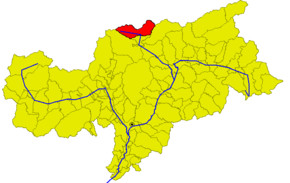 Localización de Brennero en la Provincia de Bolzano.