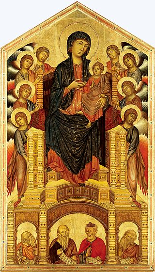 <i>Santa Trinita Maestà</i> 13th century panel painting by Cimabue