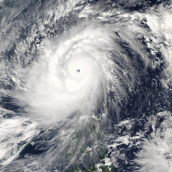 Cimaron near peak intensity off the Luzon coast, on October 29