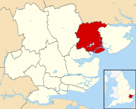 Pozicija Colchestera na karti Grofovije Essex