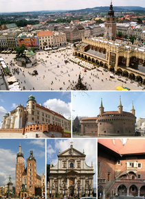 Piața Centrală, castelul Wawel, Barbacana, Basilica Sf. Maria, Biserica Sf. Petru și Paul, Collegium Maius