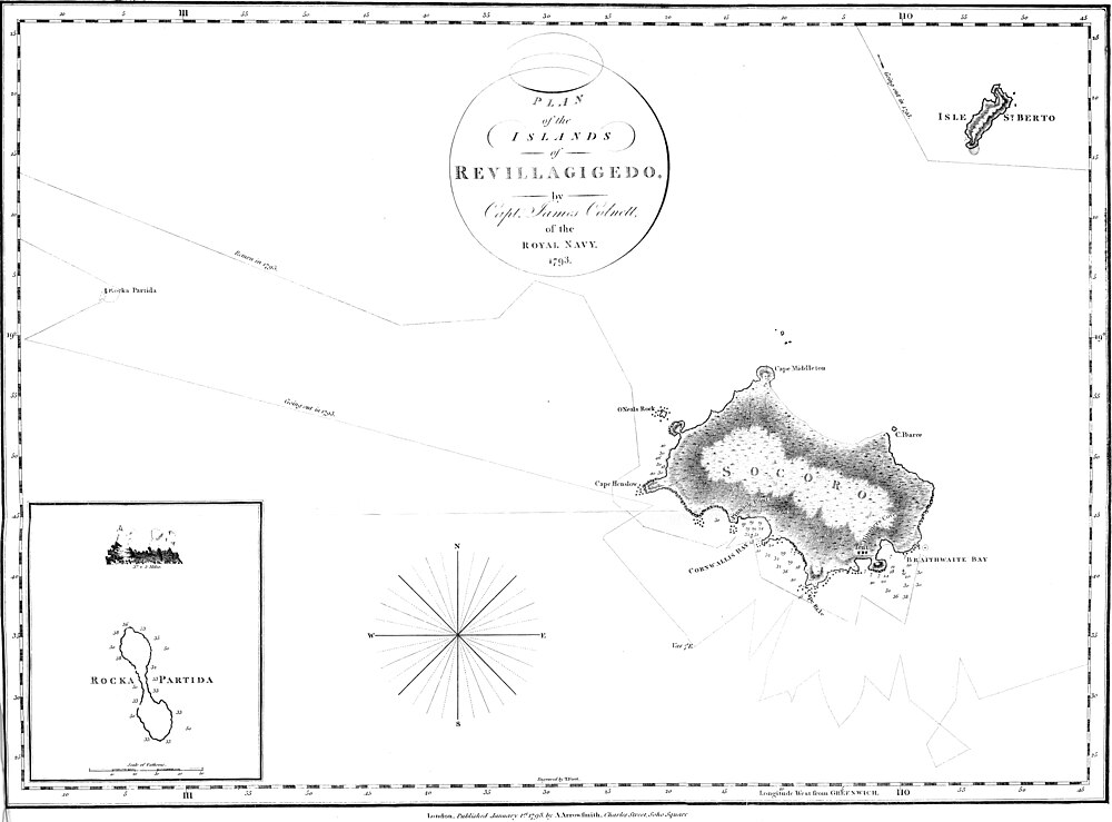 Plan of the Islands of Revillagigedo by Capt. James Colnett of the Royal Navy. 1793.