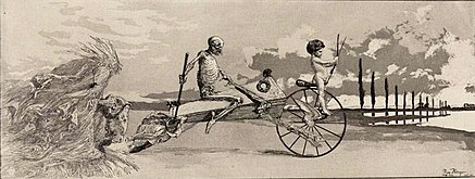 Cupid, Death, and the Beyond, from the series Intermezzi, Opus IV, no. 12 (1881), etching and aquatint, 15.7 × 40.7 cm., Philadelphia Museum of Art