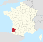 Lage des Departements Landes in Frankreich