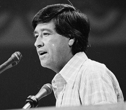 Cesar Chavez nominating Jerry Brown during the presidential roll call vote on the third-day of the convention