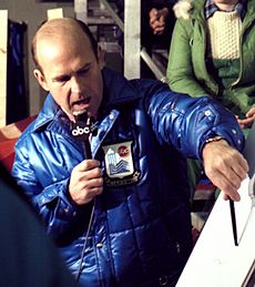 Richard Button as a commentator at the 1980 Olympic Winter Games