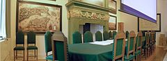 The restored conference room of the Heeren XVII [nl] (the VOC's board of directors) in the East Indies House/Oost-Indisch Huis, Amsterdam