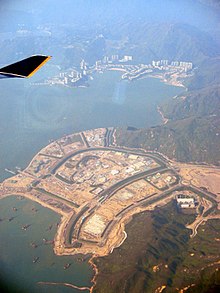 Hong Kong Disneyland Resort under construction (October 2004) Disneyland Site from the air.jpg