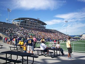 West stands in a 2008 game at Dix Stadium against the Ohio Bobcats. DixStadium083.JPG