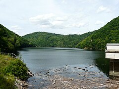 La Dordogne en amont du Chastang ; la partie gauche est sur Saint-Martin-la-Méanne.