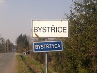 Dwujęzyczna tablica w miejscowości Bystřice-Bystrzyca.jpg