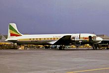 Eine Douglas DC-6 der Ethiopian in Frankfurt 1967