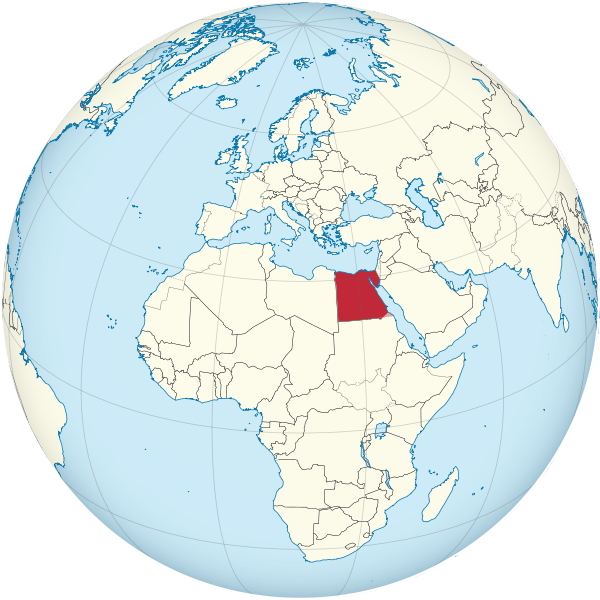 Egypt on the globe (de-facto + disputed hatched) (North Africa centered).svg