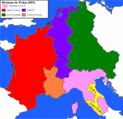 Le Royaume de Provence en 855 à la division du royaume de l'empereur Lothaire Ier après le traité de Prüm