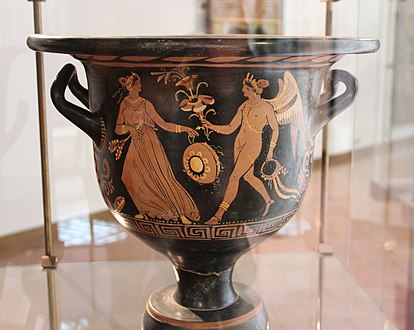 Éros androgyne avec une Ménade. Musée d'Agrigente. Vers 330 av. J.-C.
