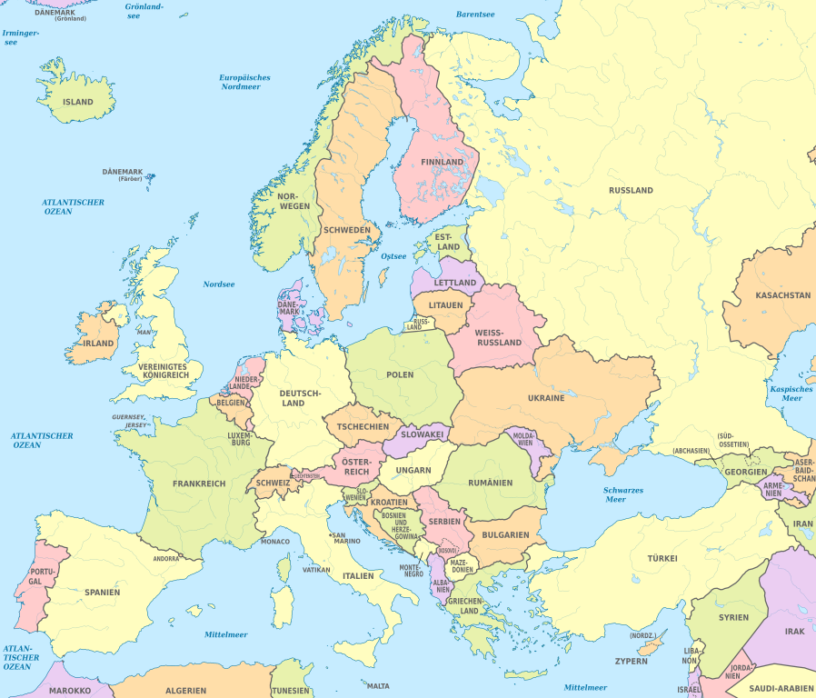 map of europe in deutsch