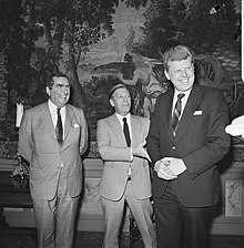 Chancellor of the Exchequer of the United Kingdom Denis Healey, Minister of Finance of West Germany Helmut Schmidt and Minister of Finance Wim Duisenberg during a European Economic Community meeting in The Hague on 24 April 1974.