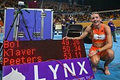 Femke Bol with her 400 m indoor world record time