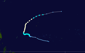 Map plotting the storm's track and intensity, according to the Saffir-Simpson scale

.mw-parser-output .hidden-begin{box-sizing:border-box;width:100%;padding:5px;border:none;font-size:95%}.mw-parser-output .hidden-title{font-weight:bold;line-height:1.6;text-align:left}.mw-parser-output .hidden-content{text-align:left}
Map key
Saffir-Simpson scale
.mw-parser-output .div-col{margin-top:0.3em;column-width:30em}.mw-parser-output .div-col-small{font-size:90%}.mw-parser-output .div-col-rules{column-rule:1px solid #aaa}.mw-parser-output .div-col dl,.mw-parser-output .div-col ol,.mw-parser-output .div-col ul{margin-top:0}.mw-parser-output .div-col li,.mw-parser-output .div-col dd{page-break-inside:avoid;break-inside:avoid-column}
.mw-parser-output .legend{page-break-inside:avoid;break-inside:avoid-column}.mw-parser-output .legend-color{display:inline-block;min-width:1.25em;height:1.25em;line-height:1.25;margin:1px 0;text-align:center;border:1px solid black;background-color:transparent;color:black}.mw-parser-output .legend-text{}
Tropical depression (<=38 mph, <=62 km/h)

Tropical storm (39-73 mph, 63-118 km/h)

Category 1 (74-95 mph, 119-153 km/h)

Category 2 (96-110 mph, 154-177 km/h)

Category 3 (111-129 mph, 178-208 km/h)

Category 4 (130-156 mph, 209-251 km/h)

Category 5 (>=157 mph, >=252 km/h)

Unknown
Storm type
Tropical cyclone
Subtropical cyclone
Extratropical cyclone / Remnant low / Tropical disturbance / Monsoon depression Fern 1996 track.png