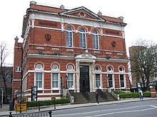 The former Hampstead Town Hall on Haverstock Hill. Former Hampstead town hall, Haverstock Hill - geograph.org.uk - 415063.jpg