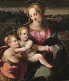 Мадонна с младенцами Иисусом и Иоанном. Дерево, масло. Частное собрание