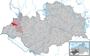 Poziția Gallin pe harta districtului Ludwigslust-Parchim