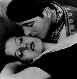 Publicity still for the film with Garbo and Cortez.