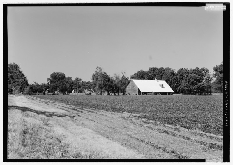 File:General view looking from the south to cotton press gin - Magnolia Plantation, Cotton Press-Gin, LA Route 119, Natchitoches, Natchitoches Parish, LA HABS LA,35-NATCH.V,2-A-1.tif