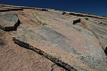 Exfoliated granite sheets in Texas, possibly caused by pressure release GeologicalExfoliationOfGraniteRock.jpg