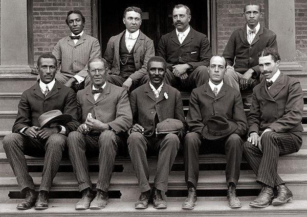 George Washington Carver, front row, center, poses with fellow faculty of Tuskegee Institute in this c. 1902 photograph taken by Frances Benjamin John