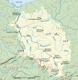 Oder basin, Nysa Kłodzka in red