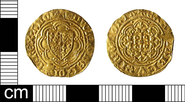 A gold quarter-noble coin of Edward III, dating from c. 1361 – c. 1363, found in Burwash