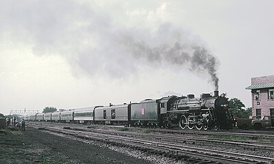 Grand Trunk Western 4-6-2 5629 pulling fantrip into South Bend, IN on September 17, 1967 (24709805312).jpg