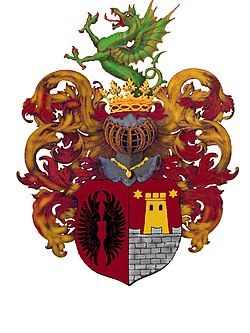Nový erb rodu Zrinských, který získal Mikuláš IV. Zrinský od krále Ferdinanda I. roku 1554.