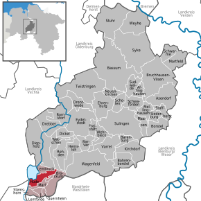 Poziția Hüde pe harta districtului Diepholz