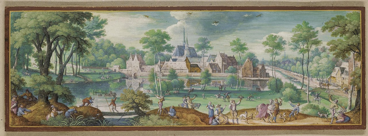 Donker worden Gepolijst Missionaris File:Hans Bol, A hunting party before the Rooklooster near Brussels.jpg -  Wikimedia Commons